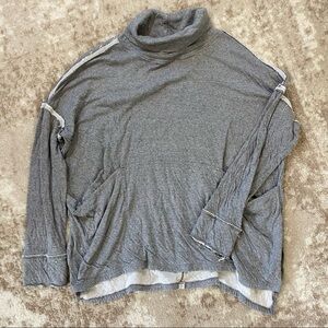 We the Free Flight Pullover Gray Raw Edge Turtle